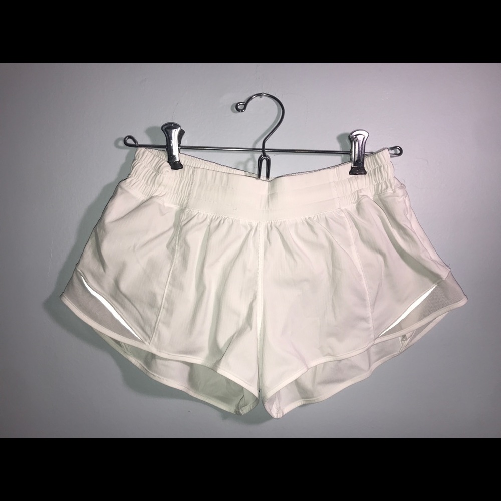 White Lululemon Hotty Hot shorts